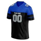 Custom Unisex Black & Blue Pattern Football Jersey