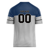 Custom Unisex Gray & Navy Pattern Football Jersey