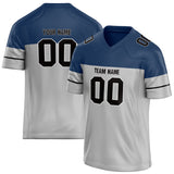 Custom Unisex Gray & Navy Pattern Football Jersey