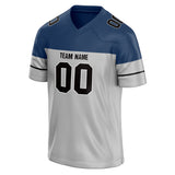 Custom Unisex Gray & Navy Pattern Football Jersey