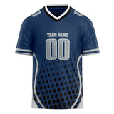 Custom Unisex Navy & Gray Pattern Football Jersey