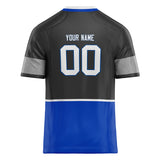 Custom Unisex Gray & Blue Pattern Football Jersey