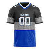 Custom Unisex Gray & Blue Pattern Football Jersey