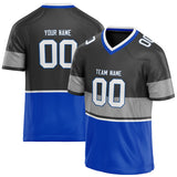 Custom Unisex Gray & Blue Pattern Football Jersey