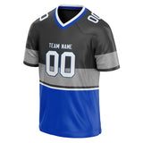 Custom Unisex Gray & Blue Pattern Football Jersey