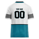 Custom Unisex White & Teal Pattern Football Jersey