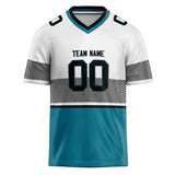 Custom Unisex White & Teal Pattern Football Jersey