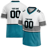 Custom Unisex White & Teal Pattern Football Jersey