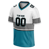 Custom Unisex White & Teal Pattern Football Jersey