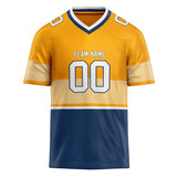 Custom Unisex Gold & Navy Pattern Football Jersey