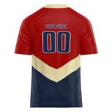 Custom Unisex Red & Navy Pattern Football Jersey