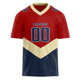 Custom Unisex Red & Navy Pattern Football Jersey