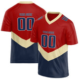 Custom Unisex Red & Navy Pattern Football Jersey