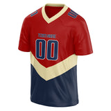 Custom Unisex Red & Navy Pattern Football Jersey