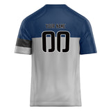 Custom Unisex Navy & Gray Pattern Football Jersey