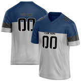 Custom Unisex Navy & Gray Pattern Football Jersey