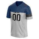 Custom Unisex Navy & Gray Pattern Football Jersey