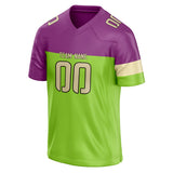 Custom Unisex Purple & Neon Green Pattern Football Jersey