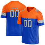 Custom Unisex Orange & Blue Pattern Football Jersey