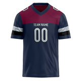 Custom Unisex Navy & Crimson Pattern Football Jersey