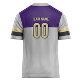 Custom Unisex Gray & Purple Pattern Football Jersey