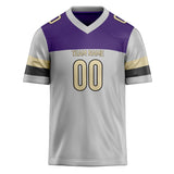 Custom Unisex Gray & Purple Pattern Football Jersey