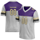 Custom Unisex Gray & Purple Pattern Football Jersey