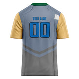 Custom Unisex Gray & Blue Pattern Football Jersey