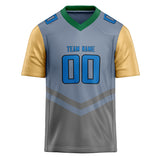 Custom Unisex Gray & Blue Pattern Football Jersey