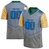 Custom Unisex Gray & Blue Pattern Football Jersey