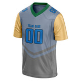 Custom Unisex Gray & Blue Pattern Football Jersey