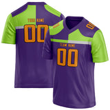 Custom Unisex Purple & Neon Green Pattern Football Jersey