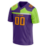 Custom Unisex Purple & Neon Green Pattern Football Jersey