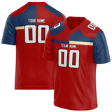 Custom Unisex Red & Navy Pattern Football Jersey