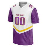 Custom Unisex White & Purple Pattern Football Jersey