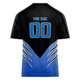 Custom Unisex Black & Blue Pattern Football Jersey