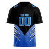 Custom Unisex Black & Blue Pattern Football Jersey