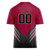 Custom Unisex Red & Black Pattern Football Jersey