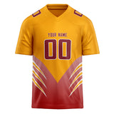 Custom Unisex Gold & Crimson Pattern Football Jersey