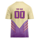 Custom Unisex Cream & Purple Pattern Football Jersey