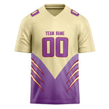 Custom Unisex Cream & Purple Pattern Football Jersey