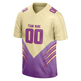 Custom Unisex Cream & Purple Pattern Football Jersey