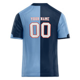 Custom Unisex Navy & Light Blue Pattern Football Jersey