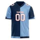 Custom Unisex Navy & Light Blue Pattern Football Jersey