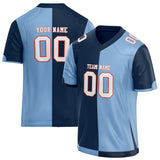 Custom Unisex Navy & Light Blue Pattern Football Jersey