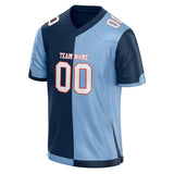 Custom Unisex Navy & Light Blue Pattern Football Jersey