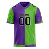 Custom Unisex Purple & Kelly Green Pattern Football Jersey