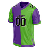 Custom Unisex Purple & Kelly Green Pattern Football Jersey