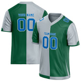 Custom Unisex Gray & Kelly Green Pattern Football Jersey