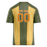 Custom Unisex Olive Gray & Light Yellow Pattern Football Jersey